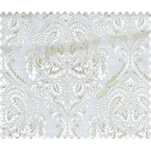 Traditional ivory large continuous damask with ornaments in beige silver main curtain
